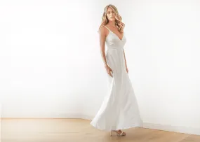 Ivory Straps Wrap Maxi Dress With Slit SALE 1060