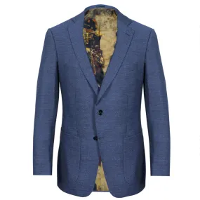 Light Blue Herringbone Merino Wool Jacket