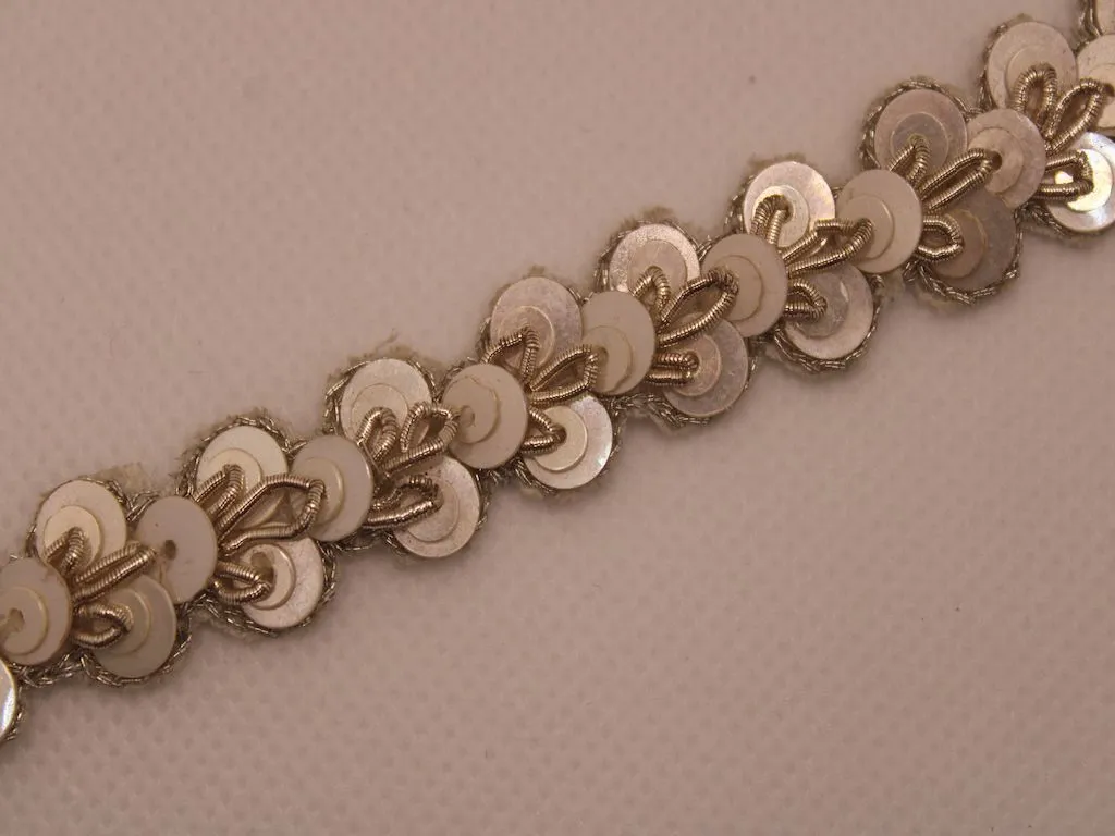 Light Golden Fancy Sequins Work Embroidered Border
