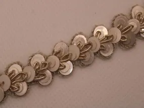 Light Golden Fancy Sequins Work Embroidered Border