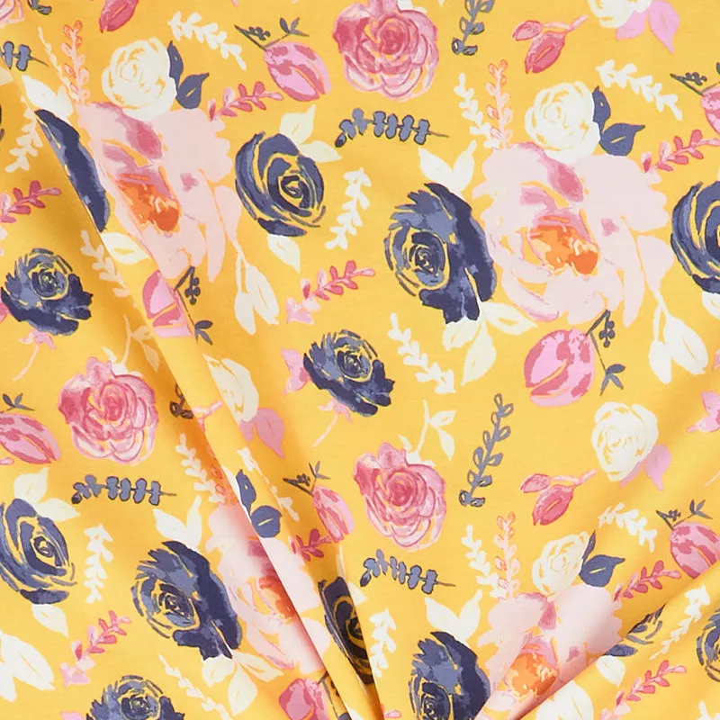 Melissa Mora - Floral Gold Knit Yardage