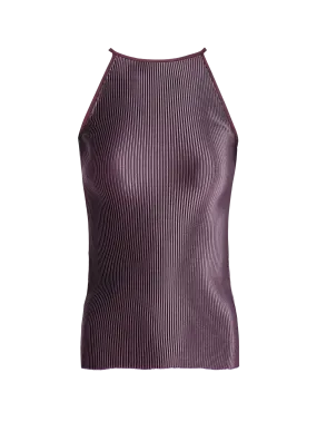 metallic pleated sleeveless top
