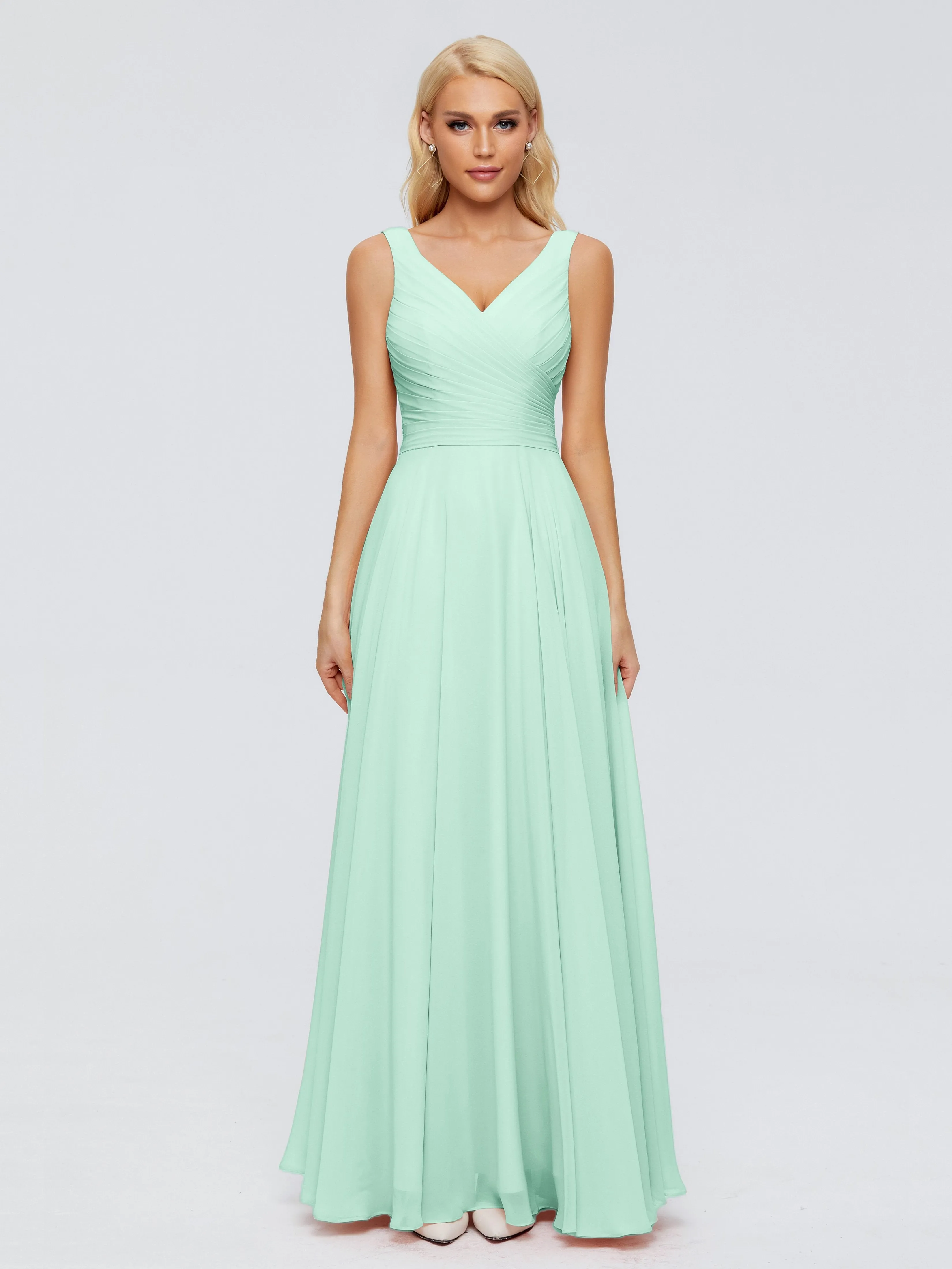 Mint Green Dress Bridesmaid Ryleigh Flowy Chiffon Bridesmaid Dresses With Bow