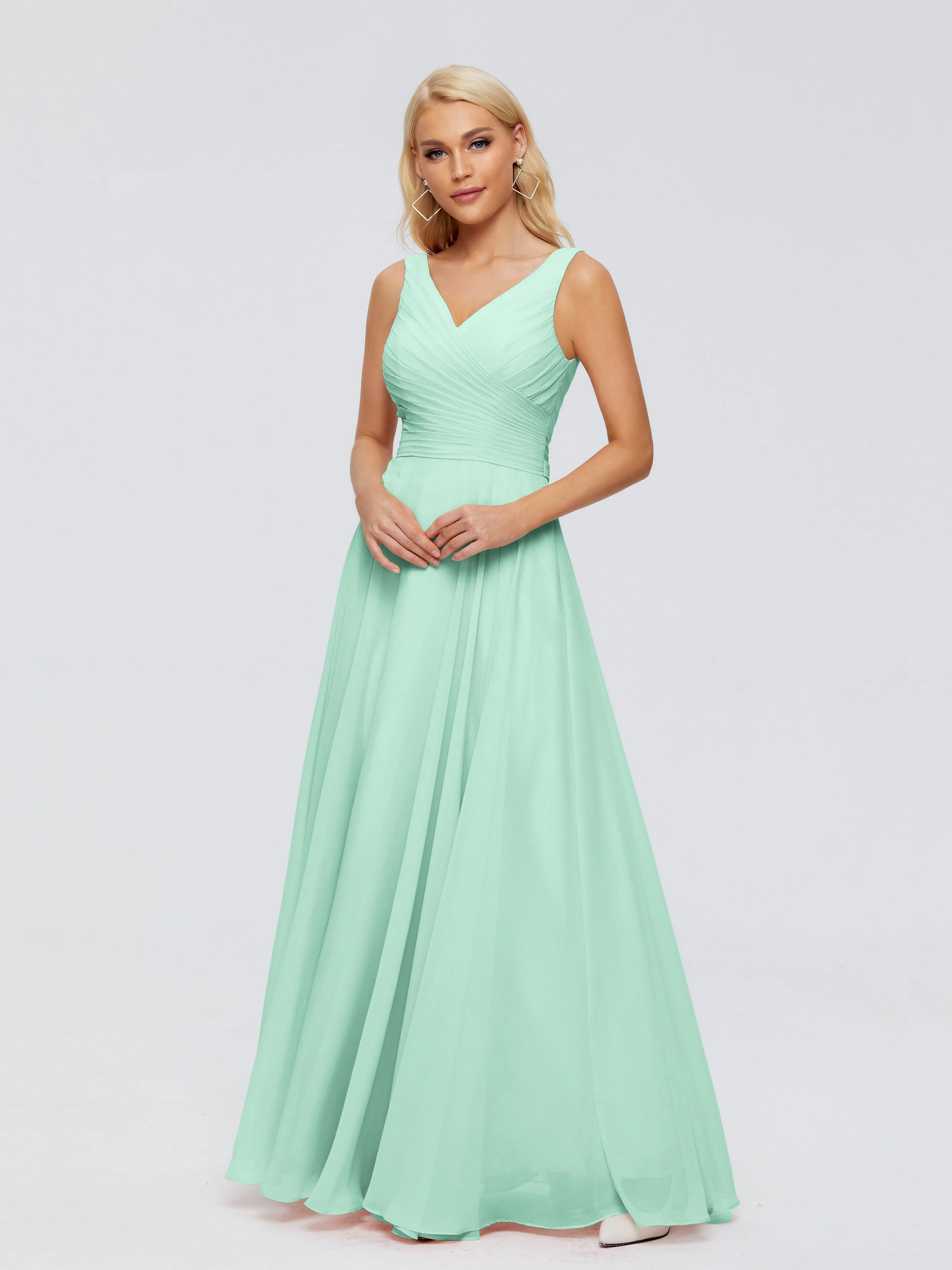 Mint Green Dress Bridesmaid Ryleigh Flowy Chiffon Bridesmaid Dresses With Bow