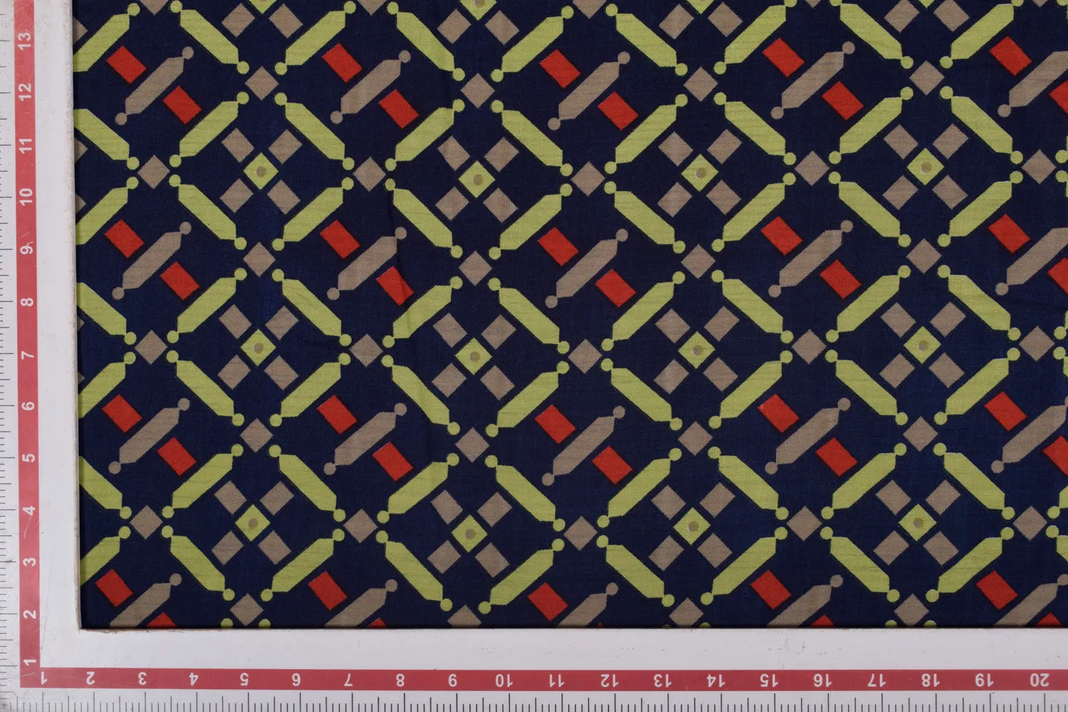 Multicolor Abstract Printed Viscose Blend Fabric
