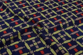 Multicolor Abstract Printed Viscose Blend Fabric