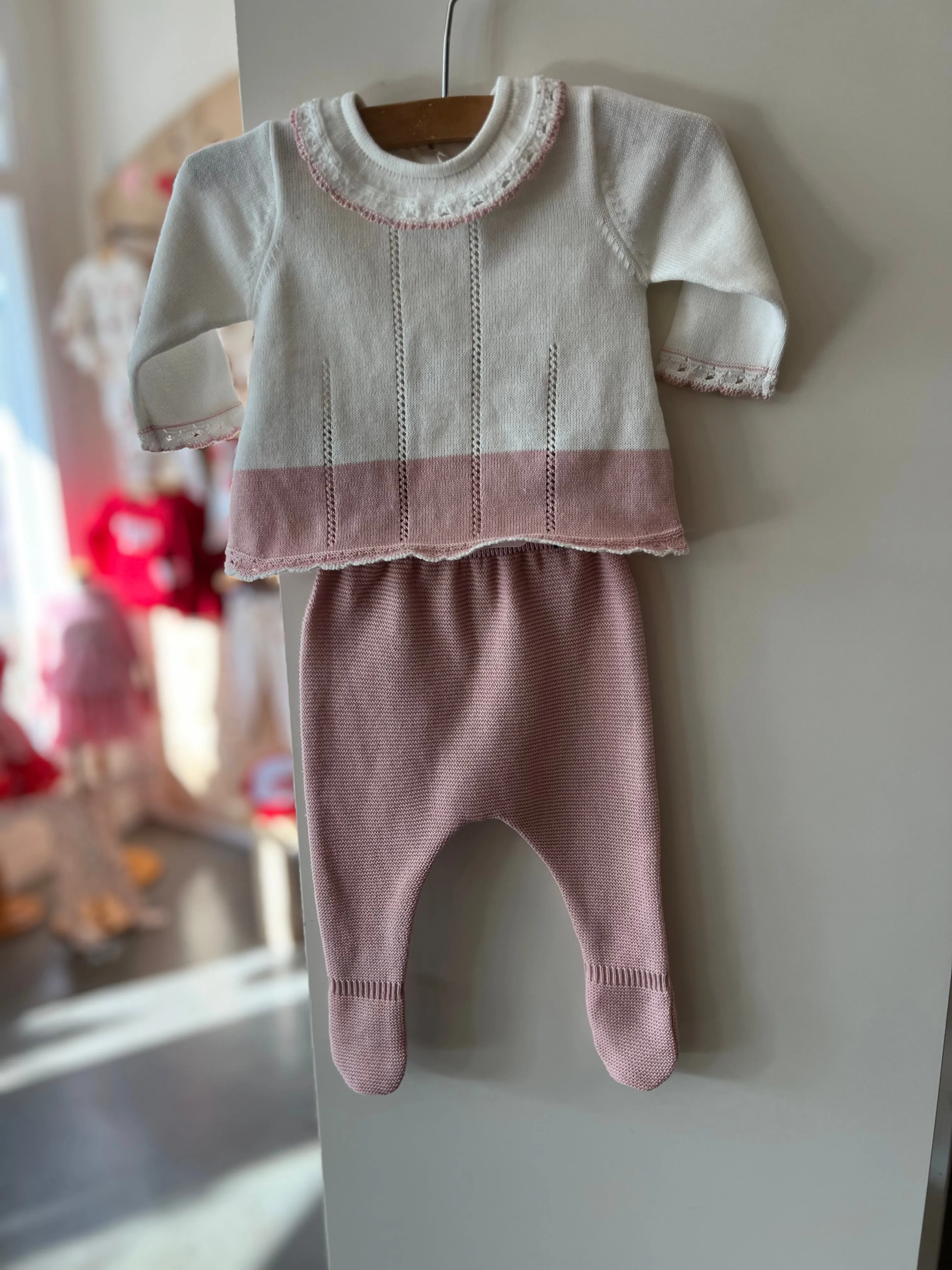 Newborn Knit Pants and Sweater Set - Sakura