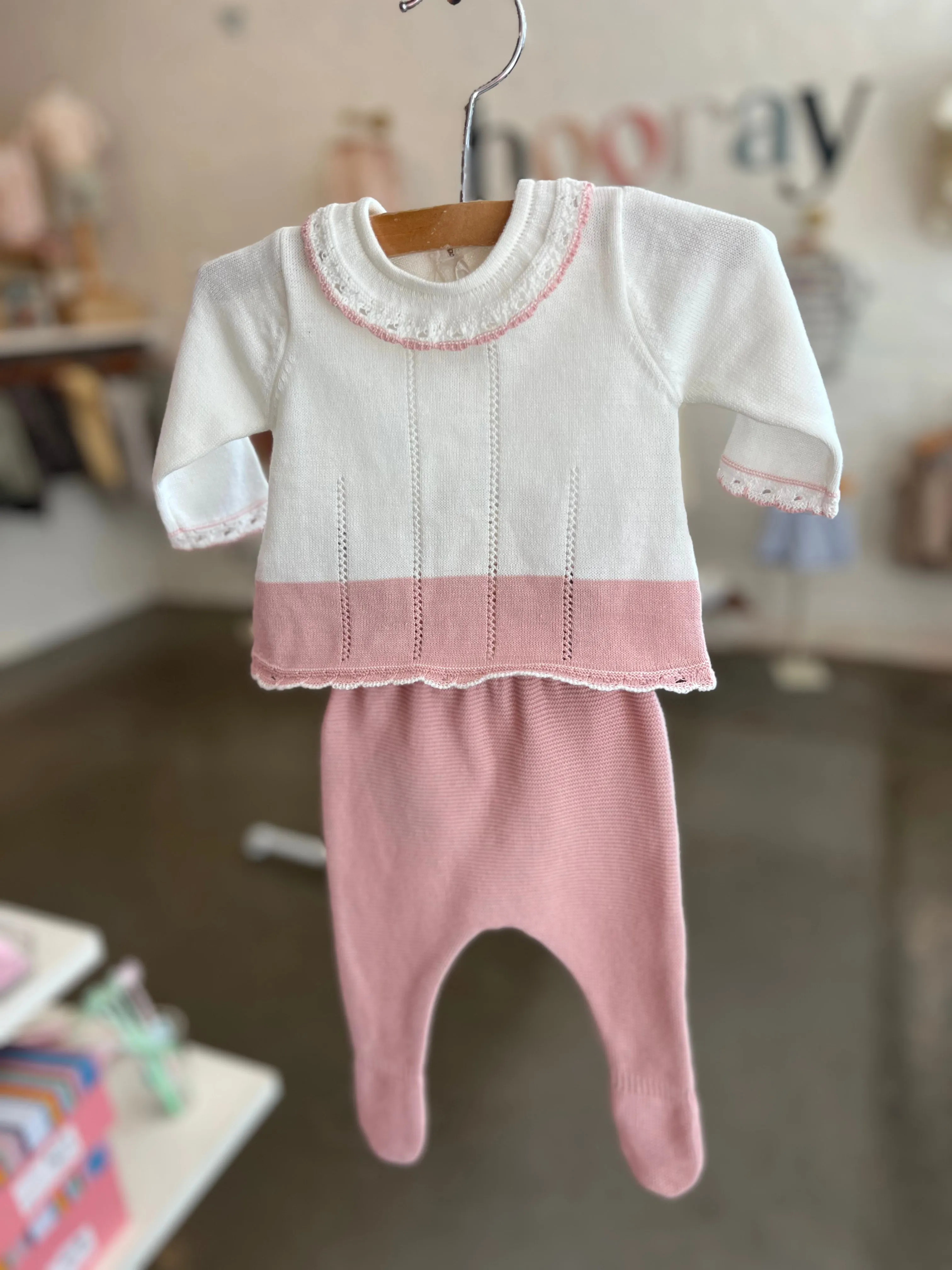 Newborn Knit Pants and Sweater Set - Sakura