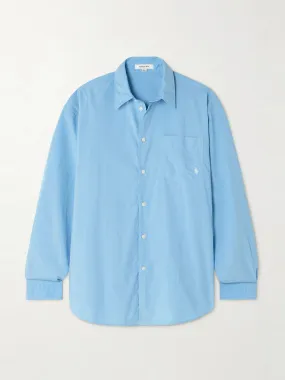Oversized embroidered cotton-poplin shirt