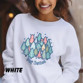 Pastel Christmas Trees Merry, Christmas Sweatshirt