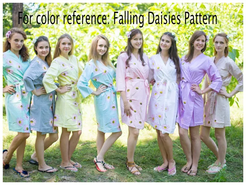 Pink Falling Daisies Pattern Bridesmaids Robes