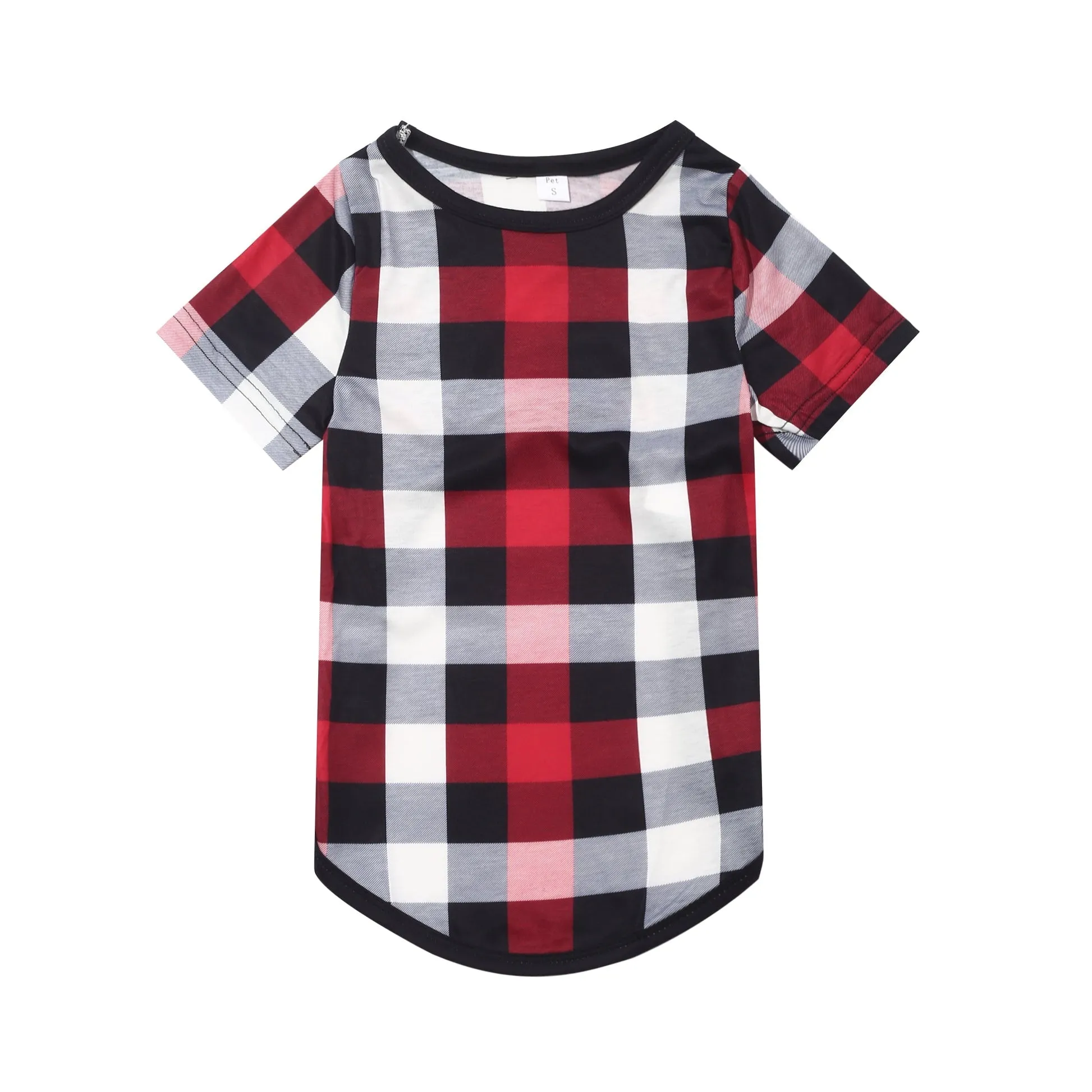 "Family Christmas" 2024 Letter Print Red & Black & Grey & White Plaid Family Matching Pajamas