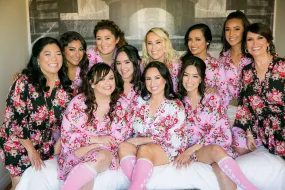 Ready to Ship Set of 10 Bridesmaids Robes, Floral Bridesmaids Robes, Cotton Bridesmaids Robes, Kimono Robes, Flower Girl & Plus Size Robes
