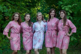 Rose Gold Faded Flowers Pattern Bridesmaids Robes