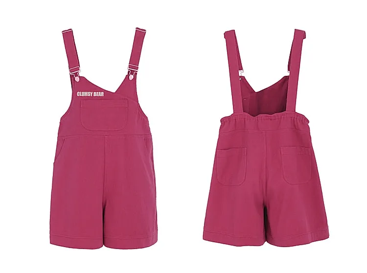 Soft Girl Style Red Overalls