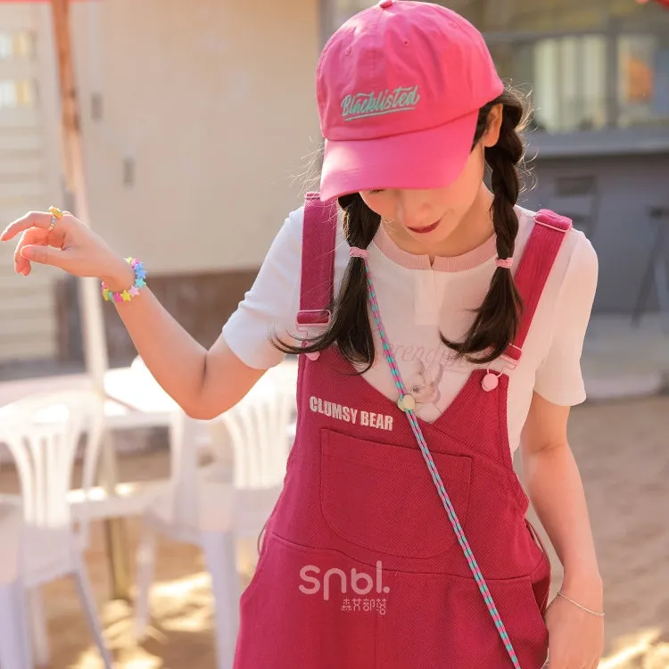 Soft Girl Style Red Overalls