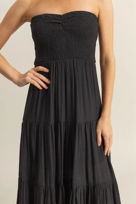 Strapless Ruched Maxi Dress