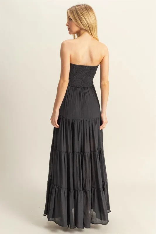 Strapless Ruched Maxi Dress