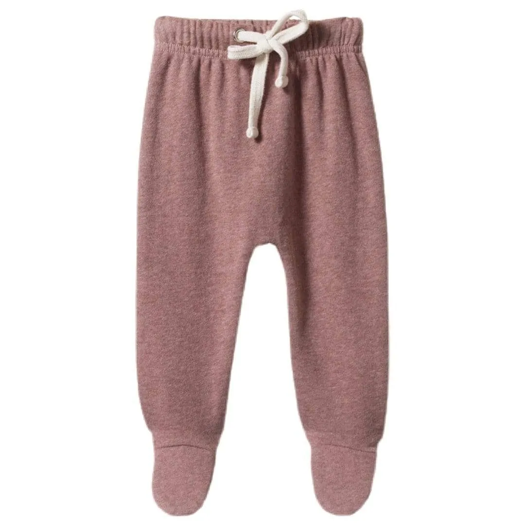 Sweatshirt Knit Footed Rompers - Ginger Snap Marl