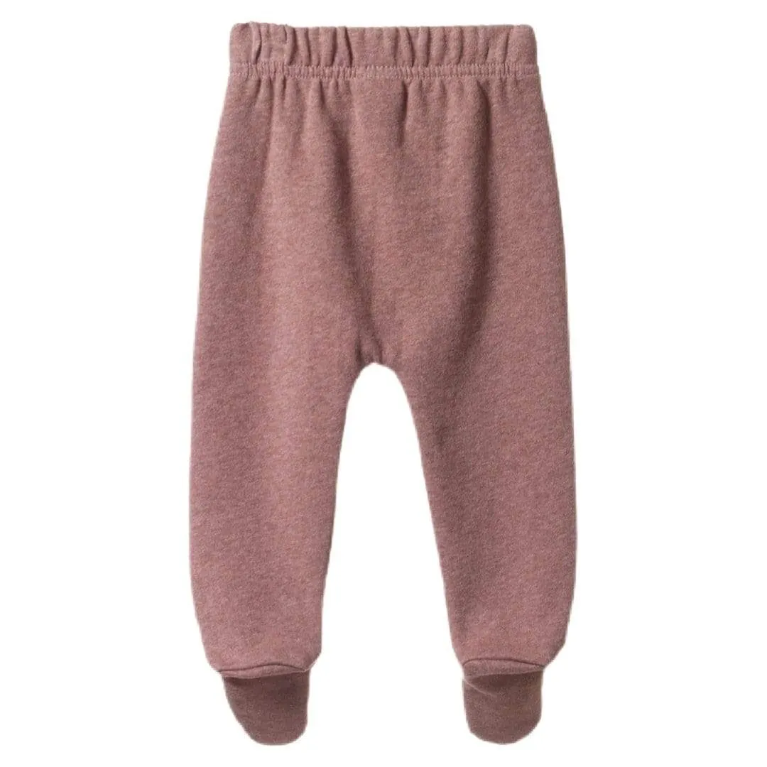 Sweatshirt Knit Footed Rompers - Ginger Snap Marl