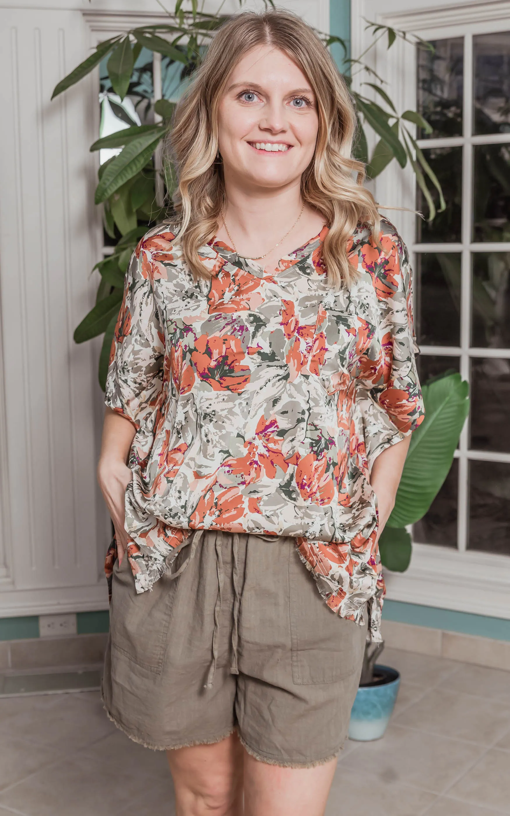Watercolor Floral Kaftan Blouse - Final Sale*