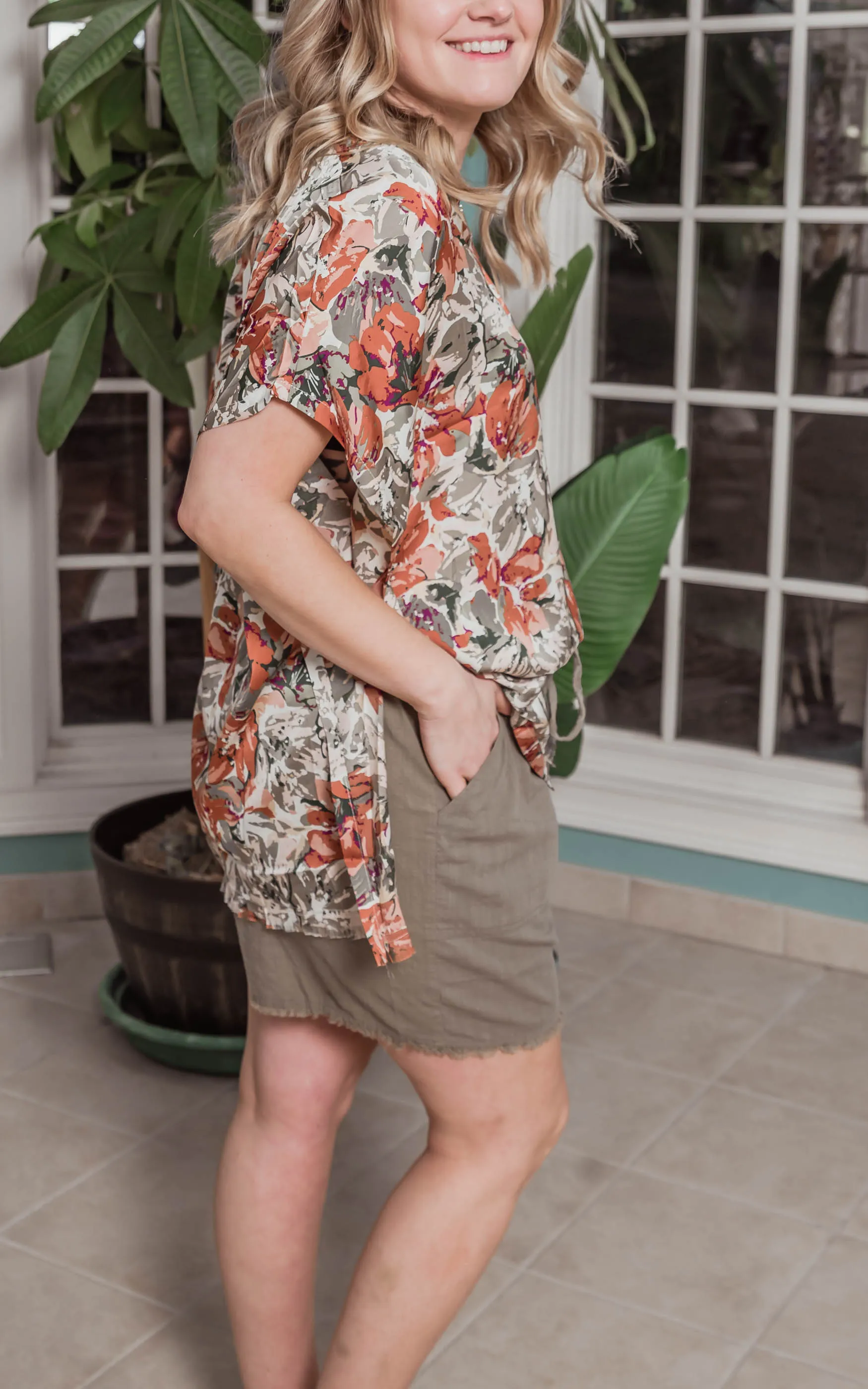 Watercolor Floral Kaftan Blouse - Final Sale*