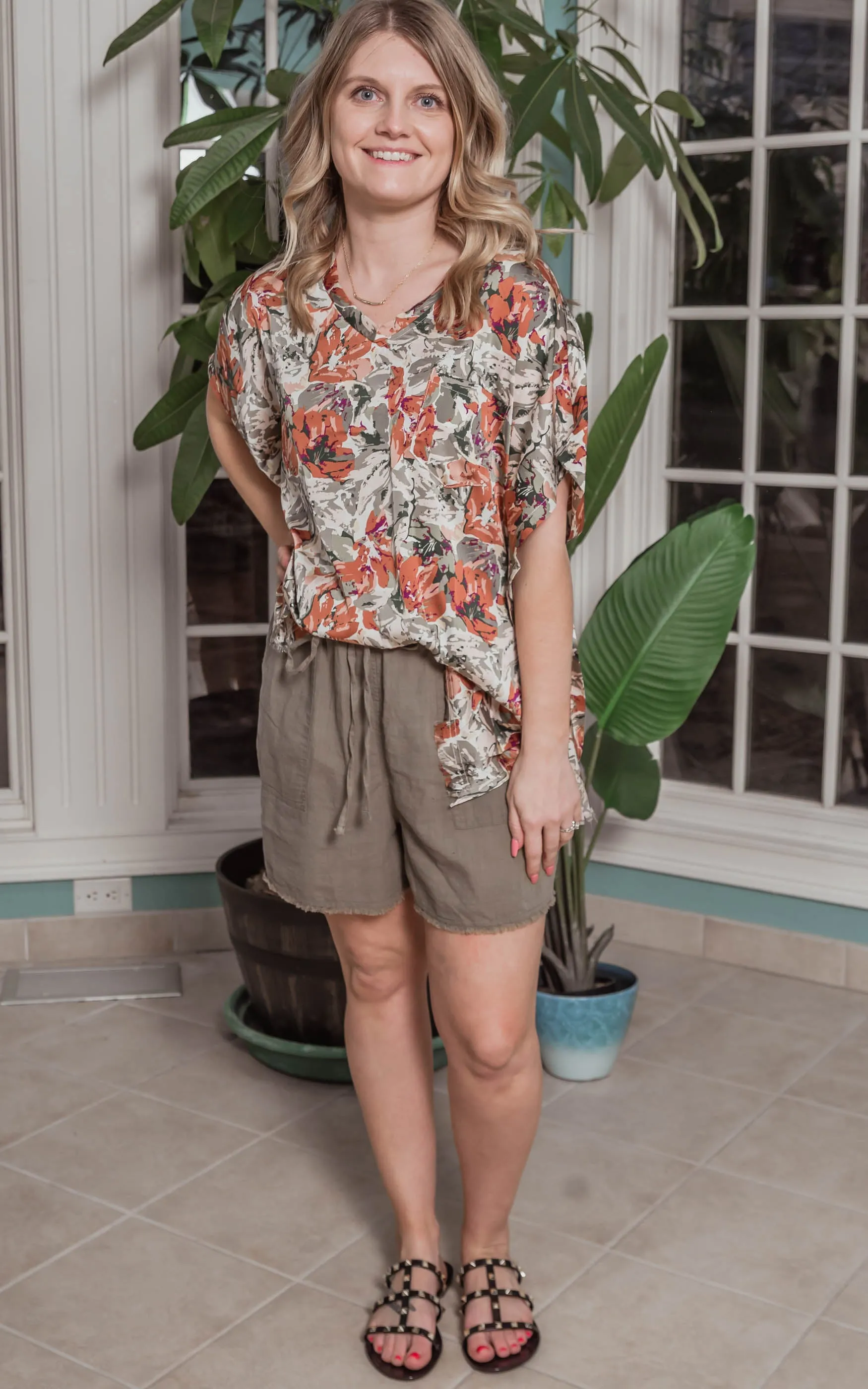 Watercolor Floral Kaftan Blouse - Final Sale*
