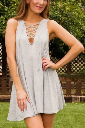 Wholesale Light Grey Sleeveless Casual Dresses